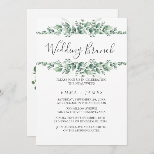 Foliage bruiloft brunch uitnodiging (Voorkant / Achterkant)