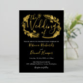 Foliage Chic Script Trouwfeest Uitnodiging Zwart E (Staand Voorkant)