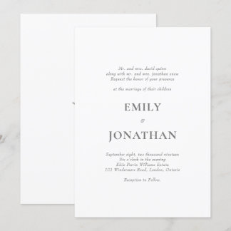 Foliage Classic Simple Wedding Invitation Kaart