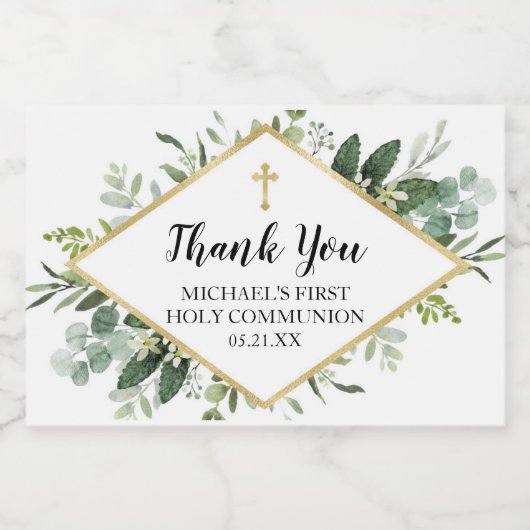 Foliage Cross Mini Mousserende Wijnfles Etiket (Enkel label)