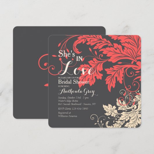 Foliage Drama Square uitnodiging (Voorkant / Achterkant)