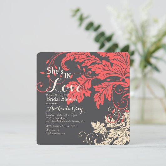 Foliage Drama Square uitnodiging (Staand voorkant)