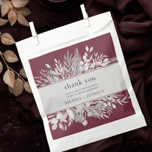 Foliage Duet Burgundy Gray Botanical Dank je Bedankzakje