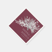 Foliage Duet Burgundy Gray Botanical Weddenschap Servet (Hoek)