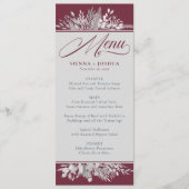 Foliage Duet Burgundy Grey Botanical Wedding Menu (Voorkant)