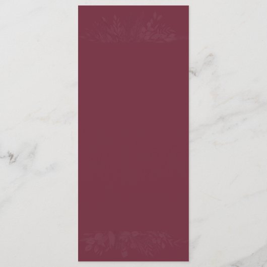 Foliage Duet Burgundy Grey Botanical Wedding Menu (Achterkant)