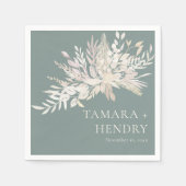 Foliage Duet Sage Green Almond Botanical Wedding Servet (Voorkant)