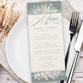 Foliage Duet Sage Green Botanical Wedding Menu