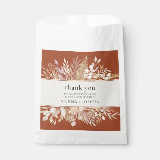 Foliage Duet Terracotta Cream Botanical Dank je Bedankzakje (Voorkant)