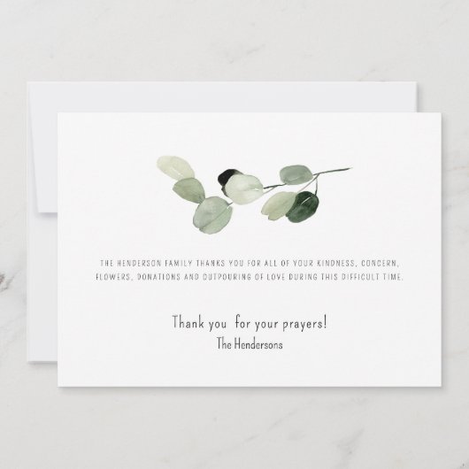 Foliage Eenvoudige begrafenis Bedankkaart (Achterkant)