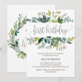 Foliage eerste verjaardag kaart (Voorkant / Achterkant)