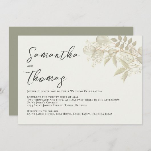 Foliage Elegant Greenery Sage lekt olie op Kaart (Voorkant / Achterkant)