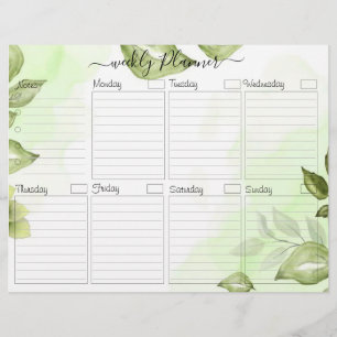 Foliage Elegant Weekly Planner voor Kaart Flyer