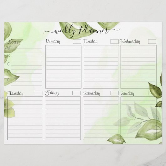 Foliage Elegant Weekly Planner voor Kaart Flyer (Voorkant)