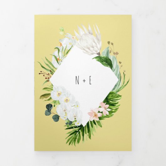 Foliage en bloemenbruiloft uitnodiging en details (Cover)