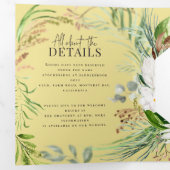 Foliage en bloemenbruiloft uitnodiging en details (Binnenzijde eerst)