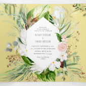 Foliage en bloemenbruiloft uitnodiging en details (Binnenkant midden)