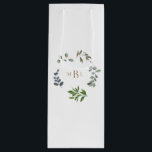 Foliage en Gold Monogram White Elegant Wedding Wijn Cadeautas<br><div class="desc">Foliage & Gold monogram White Wedding gift tas. Elegant. Wijn. Eucalyptus.</div>