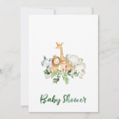 Foliage en safari dieren Baby shower uitnodiging (Achterkant)