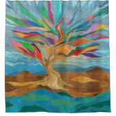 Foliage Fantasy Mozaïek Boom Douchegordijn (Voorkant)