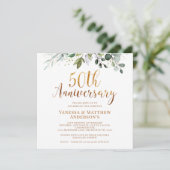 Foliage Faux Gold Calligraphy 50th Jubileum Kaart (Staand voorkant)