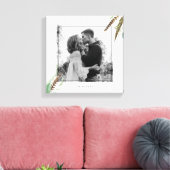 Foliage & Feathers Verloving Foto Bruiloft Datum Canvas Afdruk (Insitu (Woonkamer))