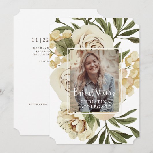 Foliage & Floral Photo Vrijgezellenfeest Ticket Kaart (Voorkant / Achterkant)