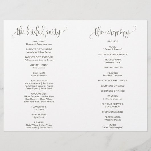 Foliage Folded Wedding Program (Achterkant)