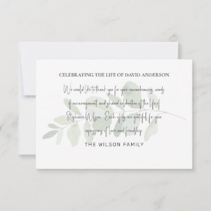 Foliage Funeral Bereavement Modern Font Bedankkaart