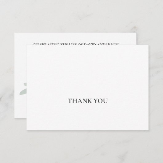 Foliage Funeral Bereavement Modern Font Bedankkaart (Voorkant / Achterkant)