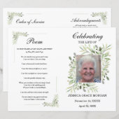 Foliage Funeral Programme Sjabloon (Voorkant / Achterkant)