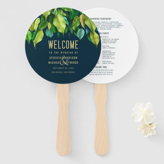 Foliage Garden Fall Leaves Greenery Modern Wedding Handwaaier (Voorkant en achterkant)