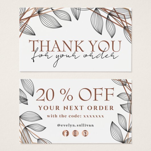 Foliage geometrisch lijst dankzij de kortingskaart visitekaartje (Voorkant /achterkant)