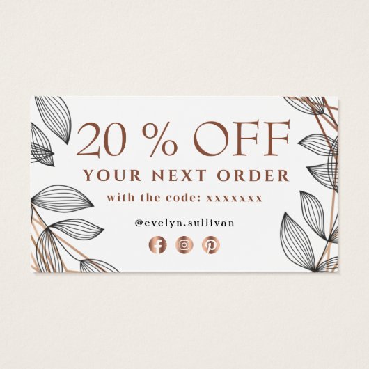 Foliage geometrisch lijst dankzij de kortingskaart visitekaartje (Achterkant)