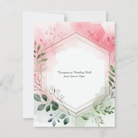 Foliage geometrische krans bruiloft uitnodiging (Achterkant)