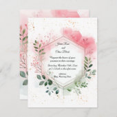 Foliage geometrische krans bruiloft uitnodiging (Voorkant / Achterkant)