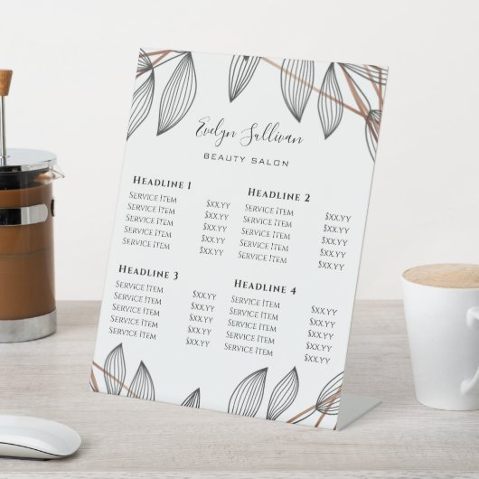 Foliage Geometrische Lijst Prijslijst Pedestal Sig Reclamebord Met Voetstuk (Insitu)