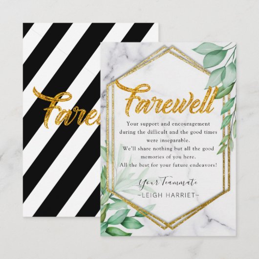 Foliage Glitter die Cowerker afhaalkaart achterlaa Bedankkaart (Voorkant / Achterkant)