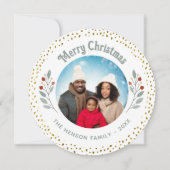 Foliage Glitter Kerstmis Familiefoto Feestdagenkaart (Voorkant)