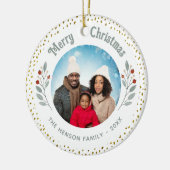 Foliage Glitter Kerstmis Familiefoto Keramisch Ornament (Links)