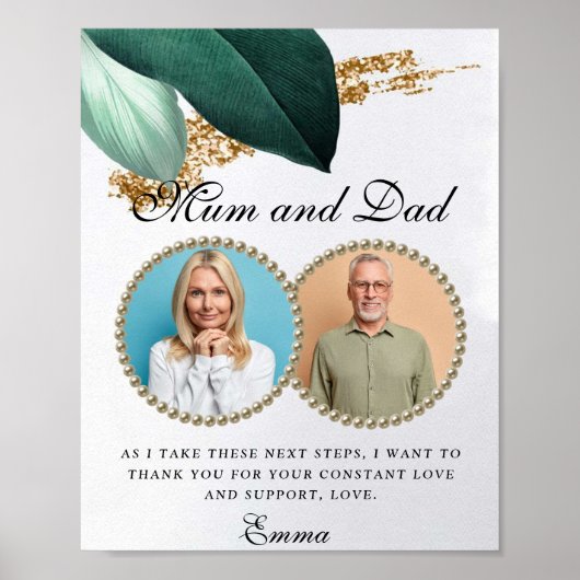 Foliage Glitter Parents of the Bride Gift Poster (Voorkant)
