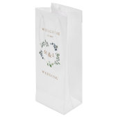 Foliage & Gold Monogram White Weduwschap Welkom Wijn Cadeautas (Achterkant Gekanteld)