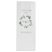 Foliage & Gold Monogram White Weduwschap Welkom Wijn Cadeautas (Voorkant)