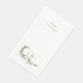 Foliage & Gold Monogram Wit Elegant Kerstmis Servet (Hoek)