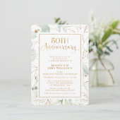 Foliage Gold Script 50ste bruiloft Jubileum Kaart (Staand voorkant)