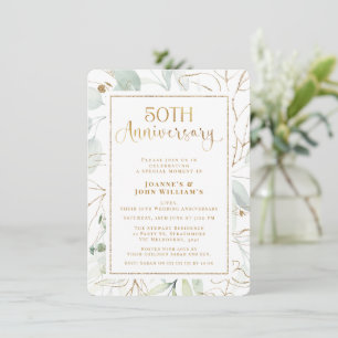 Foliage Gold Script 50ste bruiloft Jubileum Kaart