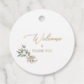 Foliage & Goud Monogram Bruiloft Dank u Bedankjes Labels (Achterkant)