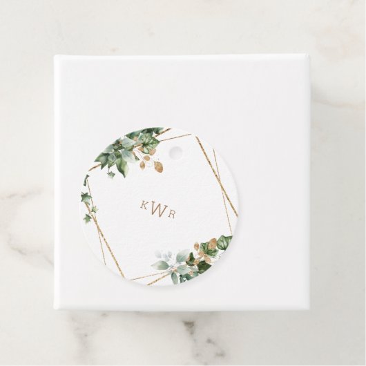 Foliage & Goud Monogram Bruiloft Dank u Bedankjes Labels (In situ)