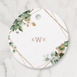 Foliage & Goud Monogram Bruiloft Dank u Bedankjes Labels