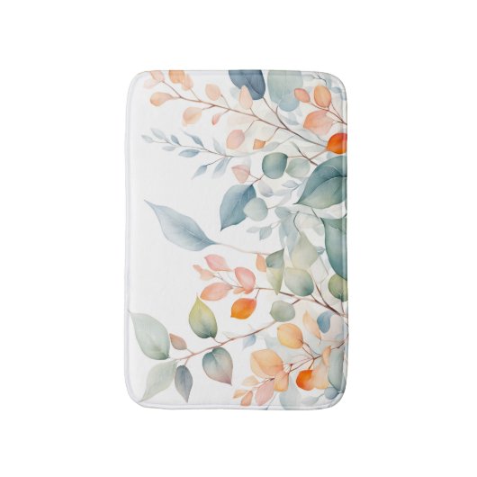 Foliage Green Blue Orange Leaves Badmat (Voorkant Verticaal)